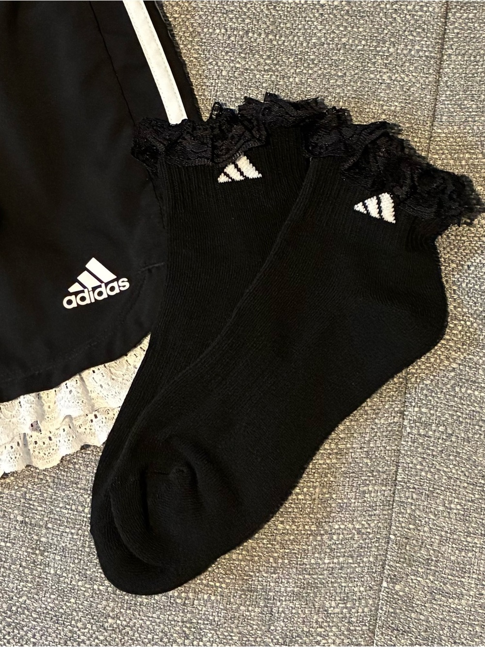 Adidas Lace-Trim Quarter Socks